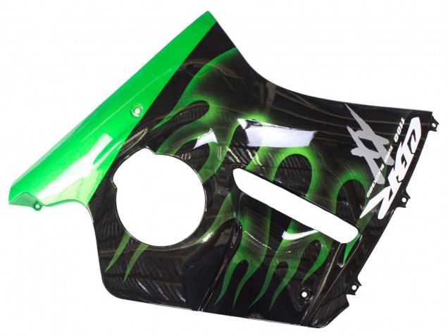 Lojas Carenagem Moto Honda CBR1100XX Blackbird 1996-2007 - Preto Brilhante Verde Chama