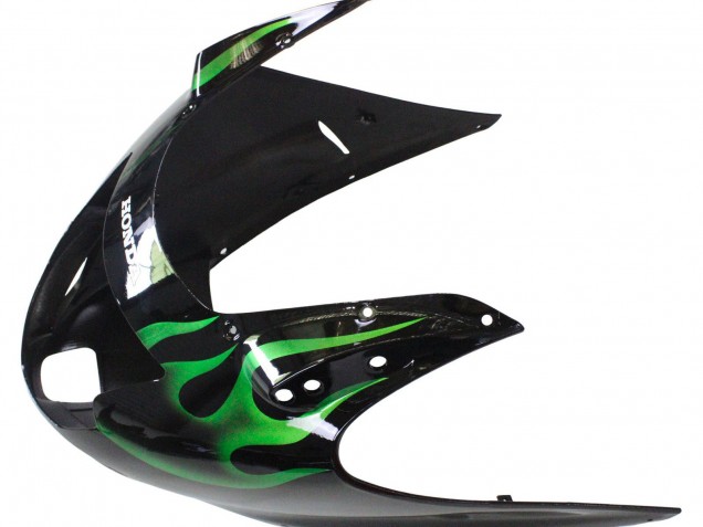 Lojas Carenagem Moto Honda CBR1100XX Blackbird 1996-2007 - Preto Brilhante Verde Chama