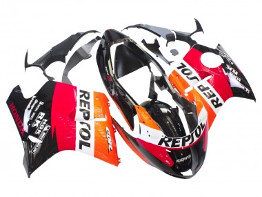 Lojas Kit Carenagens Moto Honda CBR1100XX Blackbird 1996-2007 - Laranja Branco Vermelho Preto Brilhante Repsol