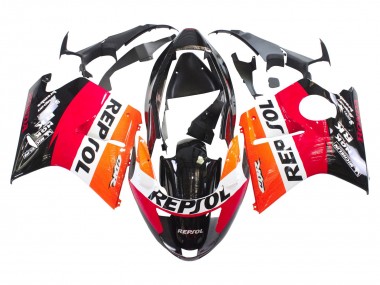 Lojas Kit Carenagens Moto Honda CBR1100XX Blackbird 1996-2007 - Laranja Branco Vermelho Preto Brilhante Repsol