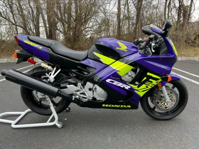 Lojas Carenagens Moto Honda CBR600 F3 1997-1998 - Azul Amarelo Néon