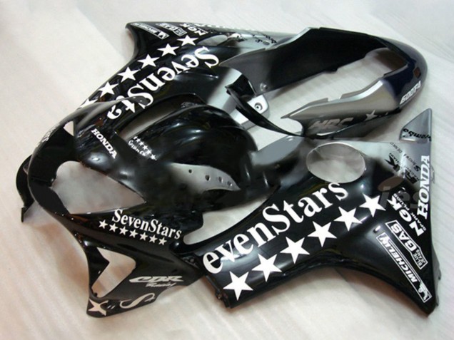 Lojas Carenagens Moto Honda CBR600 F4 1999-2000 - Preto Brilhante Branco SevenStars