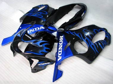 Lojas Carenagens Moto Honda CBR600 F4 1999-2000 - Preto Brilhante Azul Chama