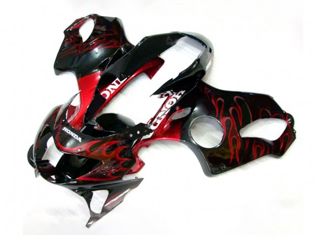 Lojas Carenagens Moto Honda CBR600 F4 1999-2000 - Preto Brilhante Vermelho Chama