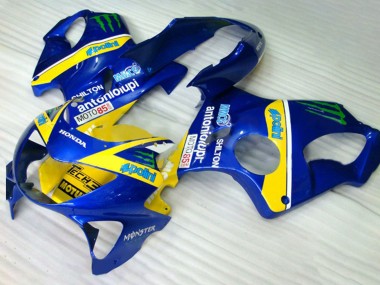 Lojas Carenagens Moto Honda CBR600 F4 1999-2000 - Azul Amarelo Verde Monstro