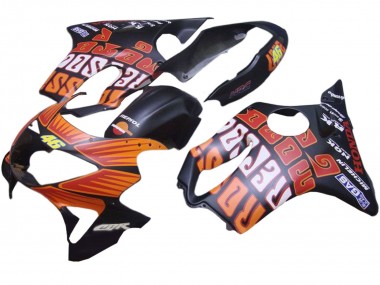 Lojas Carenagens Moto Honda CBR600 F4 1999-2000 - Preto Fosco Laranja Rossi Repsol 46