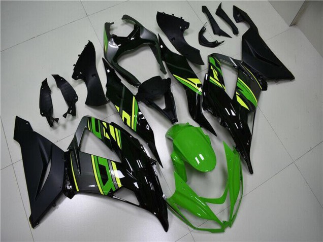 Lojas Carenagens Moto Kawasaki ZX6R 2013-2018 - Verde Amarelo Preto Brilhante Preto Fosco
