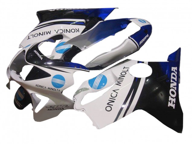 Lojas Carenagem Moto Honda CBR600 F4 1999-2000 - Branco Azul Preto Brilhante Konica Minolta
