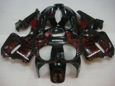 Lojas Carenagens Moto Honda CBR900RR 893 1992-1993 - Preto Brilhante Vermelho Chama