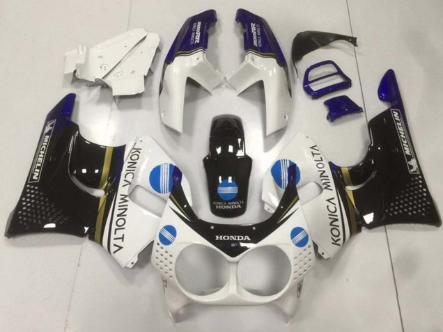 Lojas Carenagens Moto Honda CBR900RR 893 1992-1993 - Branco Azul Preto Brilhante Konica Minolta