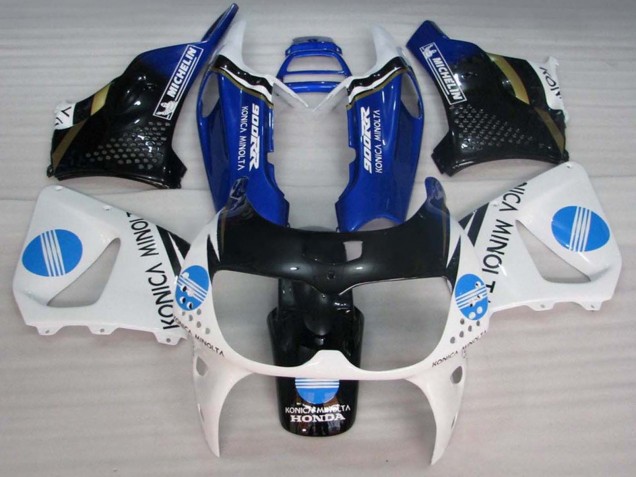 Lojas Carenagens Moto Honda CBR900RR 893 1994-1995 - Branco Azul Preto Brilhante Konica Minolta