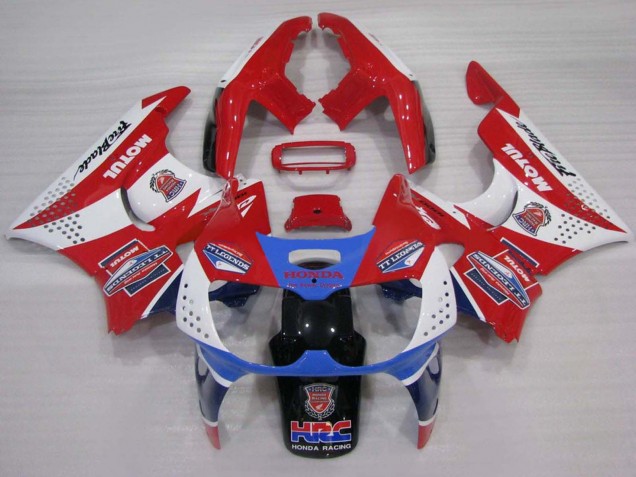 Lojas Carenagens Moto Honda CBR900RR 893 1994-1995 - Branco Vermelho Azul Claro Motul