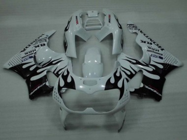 Lojas Carenagens Moto Honda CBR900RR 893 1994-1995 - Branco Preto Brilhante Chama
