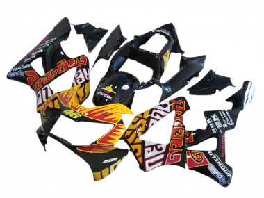 Lojas Carenagens Moto Honda CBR900RR 929 2000-2001 - Preto Brilhante Laranja Repsol Rossi