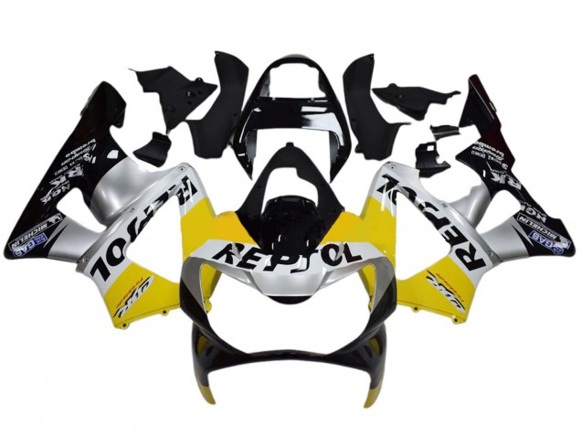 Lojas Carenagens Moto Honda CBR900RR 929 2000-2001 - Amarelo Prata Preto Brilhante Repsol