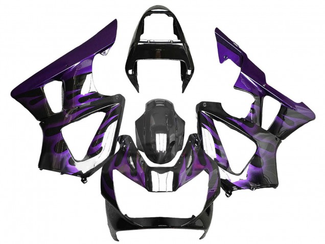 Lojas Carenagens Moto Honda CBR900RR 929 2000-2001 - Preto Brilhante Roxo Chama