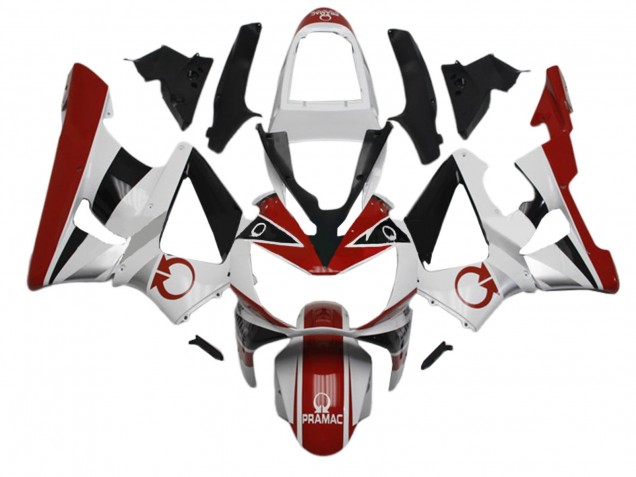Lojas Carenagens Moto Honda CBR900RR 929 2000-2001 - Branco Vermelho Preto Brilhante Pramac