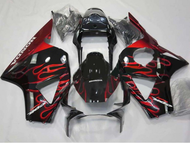 Lojas Carenagens Moto Honda CBR900RR 954 2002-2003 - Preto Brilhante Vermelho Chama