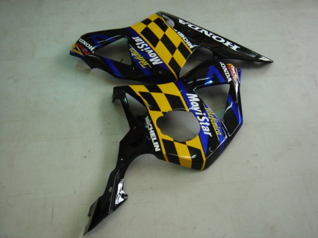 Lojas Carenagens Moto Honda CBR900RR 954 2002-2003 - Azul Amarelo Preto Brilhante Telefonica MoviStar Castrol