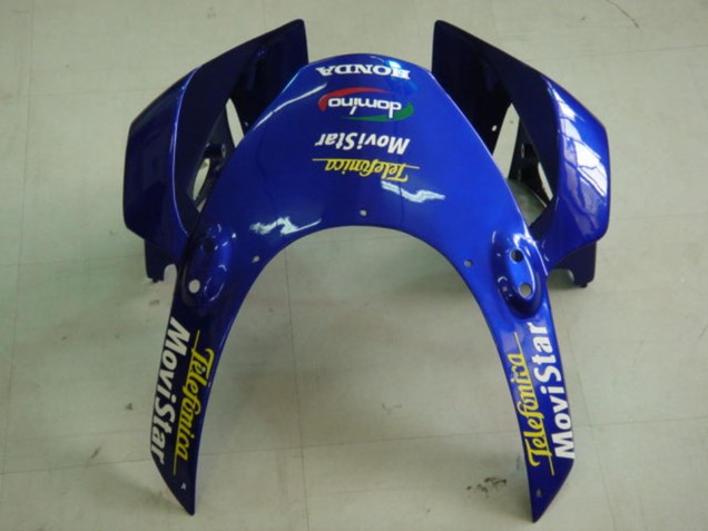 Lojas Carenagens Moto Honda CBR900RR 954 2002-2003 - Azul Amarelo Preto Brilhante Telefonica MoviStar Castrol