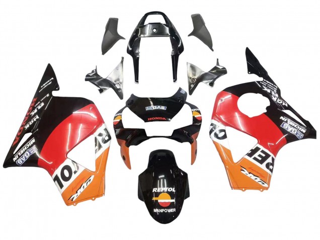 Lojas Kits Carenagem Moto Honda CBR900RR 954 2002-2003 - Laranja Branco Vermelho Preto Brilhante Repsol