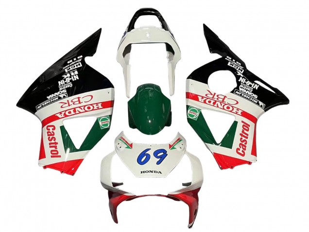 Lojas Carenagens Moto Honda CBR900RR 954 2002-2003 - Branco Vermelho Verde Preto Brilhante Castrol