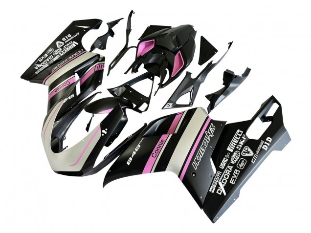 Lojas Carenagens Moto Ducati 848 2007-2014 - Branco Rosa Preto Brilhante Connie