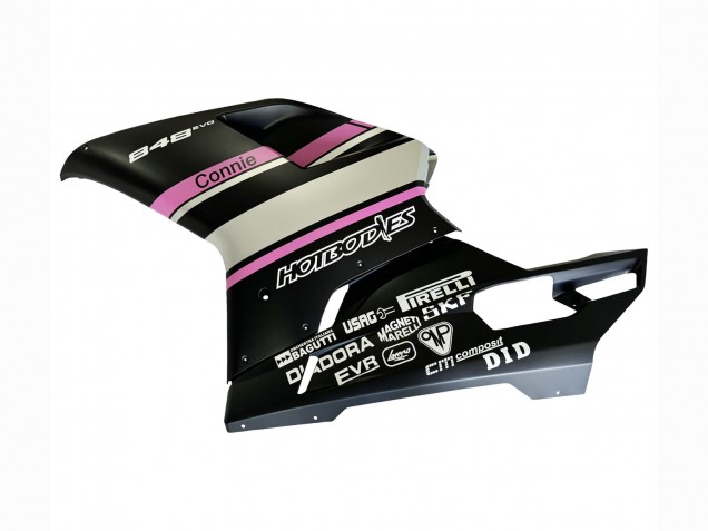 Lojas Carenagens Moto Ducati 848 2007-2014 - Branco Rosa Preto Brilhante Connie