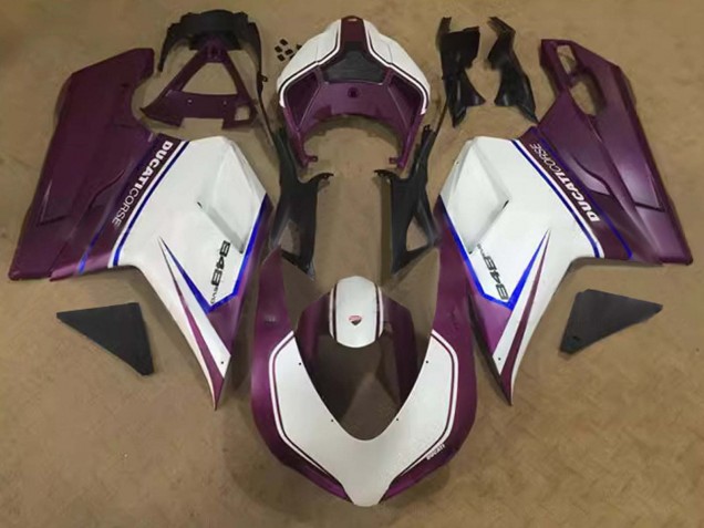 Lojas Carenagens Moto Ducati 848 2007-2014 - Branco Azul Roxo Corse