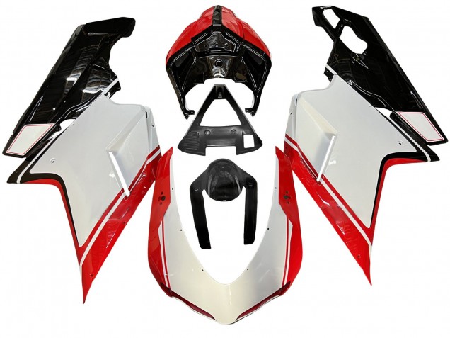 Lojas Carenagem Moto Ducati 848/1098/1198 2007-2014 - Branco Vermelho Preto Brilhante