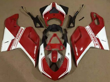 Lojas Carenagens Moto Ducati 848 2007-2014 - Branco Vermelho Corse
