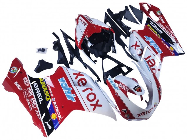 Lojas Carenagens Moto Ducati 848/1098/1198 2007-2014 - Branco Vermelho Preto Brilhante Valsir Xerox
