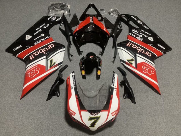 Lojas Kits Carenagem Moto Ducati 848/1098/1198 2007-2014 - Branco Vermelho Preto Brilhante