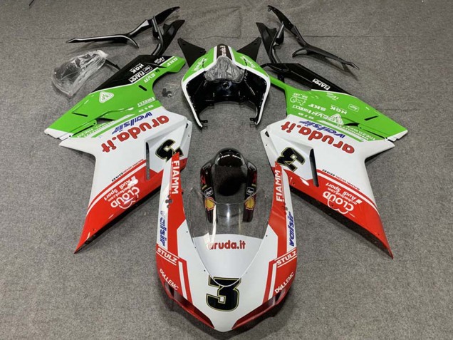 Lojas Carenagens Moto Ducati 848/1098/1198 2007-2014 - Branco Vermelho Verde Valsir 3