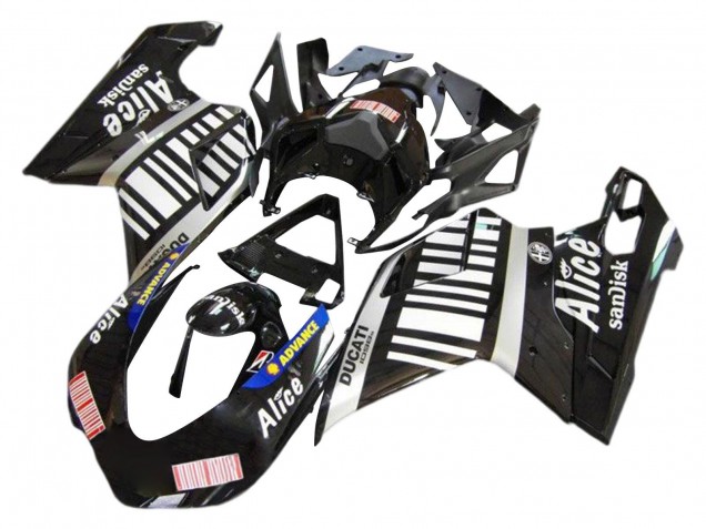 Lojas Carenagens Moto Ducati 1098 2007-2014 - Prata Preto Brilhante Alice Sandisk