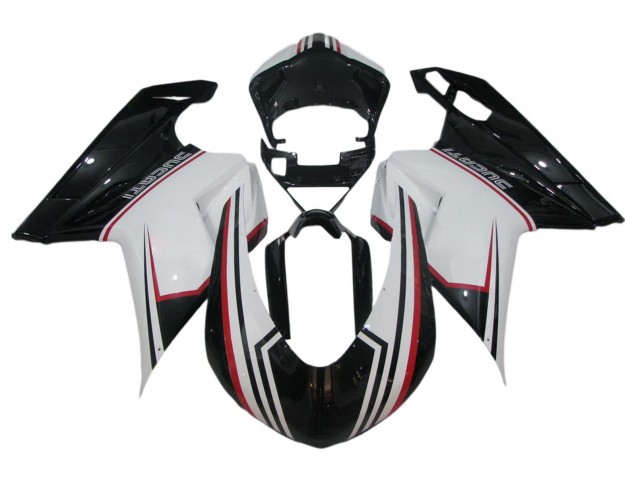 Lojas Carenagem Moto Ducati 848/1098/1198 2007-2014 - Branco Vermelho Preto Brilhante