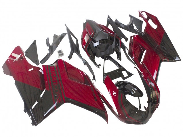 Lojas Carenagem Moto Ducati 848 2007-2014 - Vermelho Preto Brilhante