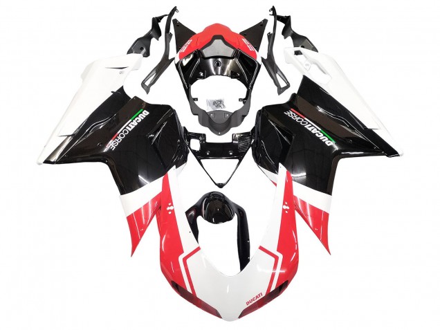 Lojas Carenagens Moto Ducati 848/1098/1198 2007-2014 - Branco Vermelho Preto Brilhante