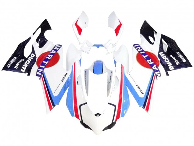 Lojas Carenagens Moto Ducati 1199 2011-2014 - Branco Vermelho Azul Preto Brilhante Martini