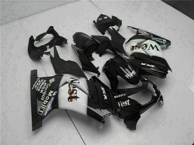 Lojas Carenagens Moto Kawasaki EX250 2008-2012 - Preto Brilhante Branco West
