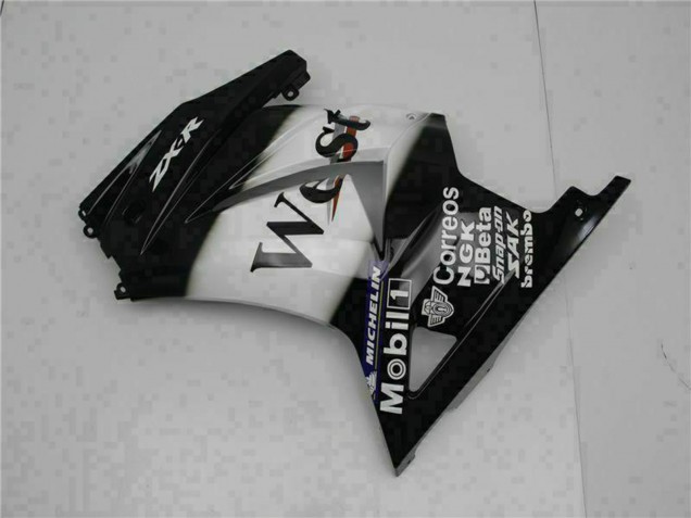 Lojas Carenagens Moto Kawasaki EX250 2008-2012 - Preto Brilhante Branco West