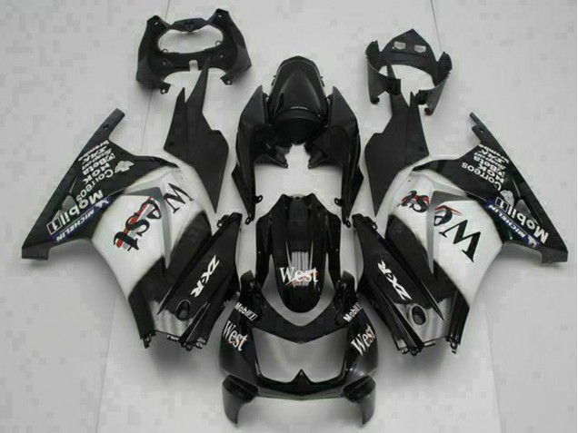 Lojas Carenagens Moto Kawasaki EX250 2008-2012 - Preto Brilhante Branco West