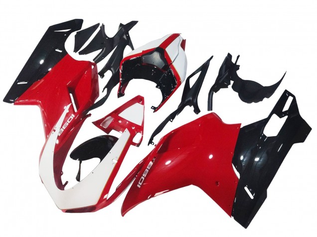 Lojas Carenagens Moto Ducati 1098 2007-2014 - Branco Vermelho Preto Brilhante