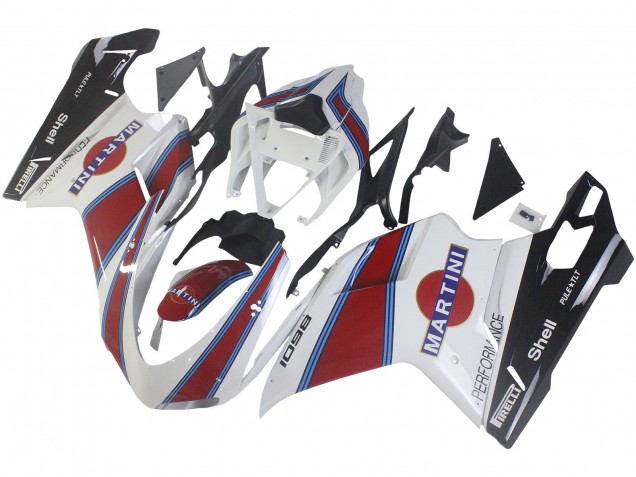 Lojas Carenagens Moto Ducati 1098 2007-2014 - Branco Vermelho Azul Preto Brilhante Martini