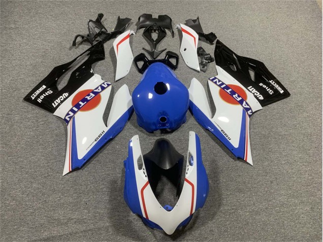Lojas Carenagens Moto Ducati Panigale 899/1199 2011-2014 - Branco Azul Preto Brilhante Martini