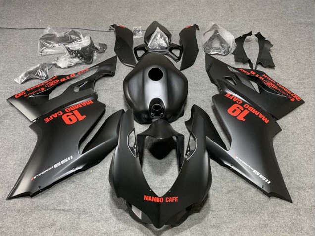 Lojas Carenagens Moto Ducati 1199 2011-2014 - Preto Fosco Vermelho Decalques Mambo Cafe 19