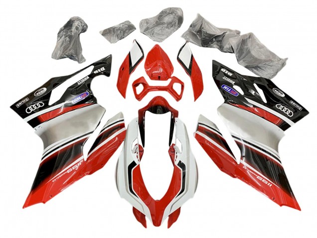 Lojas Carenagens Moto Ducati 1199 2011-2014 - Prata Vermelho Preto Brilhante