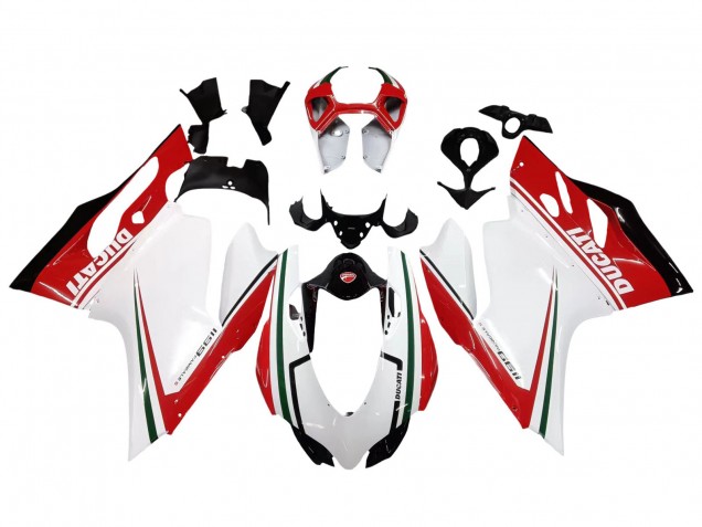 Lojas Carenagens Moto Ducati 1199 2011-2014 - Branco Vermelho Verde Preto Brilhante