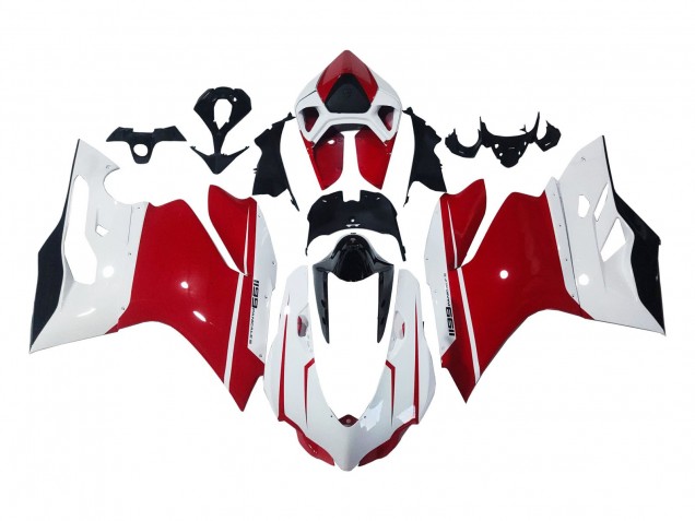 Lojas Carenagens Moto Ducati 1199 2011-2014 - Branco Vermelho Preto Brilhante