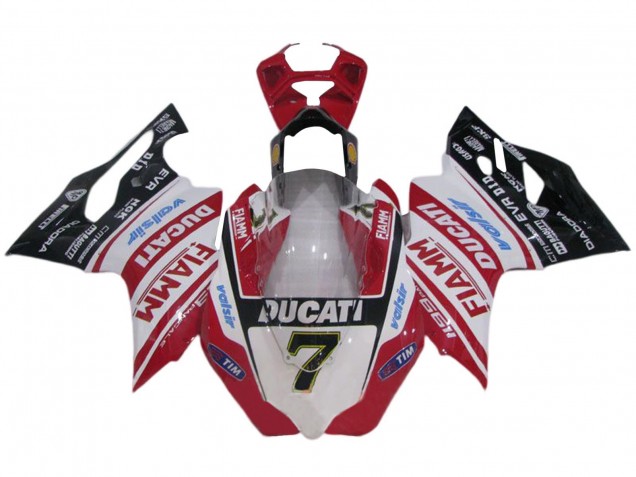 Lojas Carenagens Moto Ducati 1199 2011-2014 - Branco Vermelho Preto Brilhante Fiamm Valsir 7